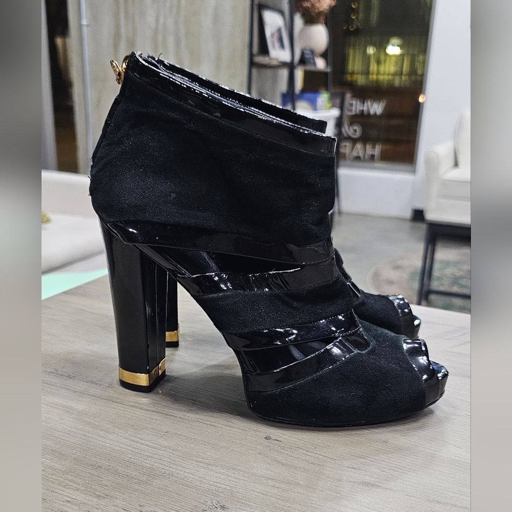 Tory Burch Lucille Boot suede & patent leather Black & brown size 9.5